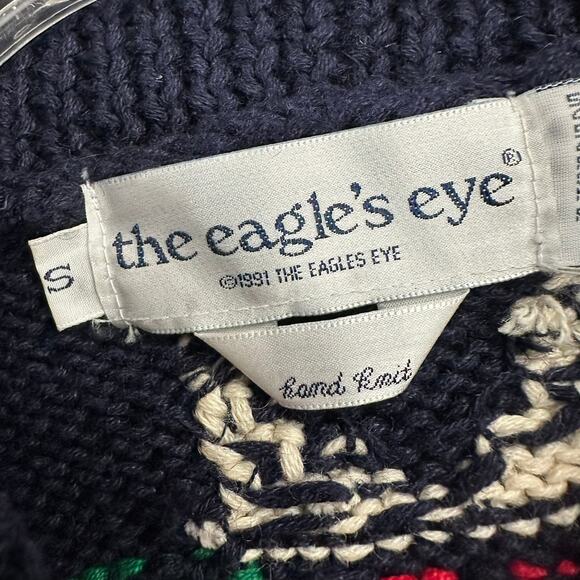 Vintage Eagles Eye Womens Cardigan Sweater Size S Americana Flag Patriotic Quilt - Picture 3 of 8